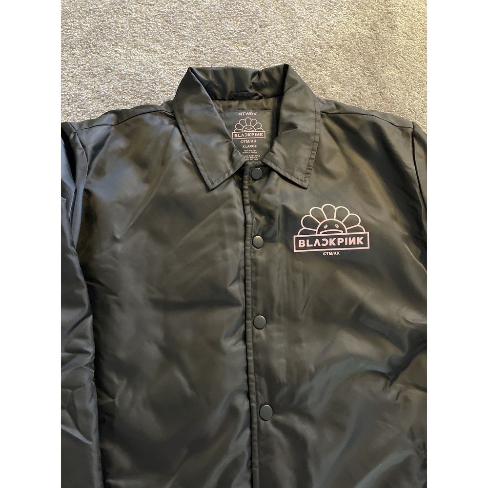 Blackpink x Takashi Murakami‎ NTWRK Coaches Jacket Black Flower Logo XL NEW